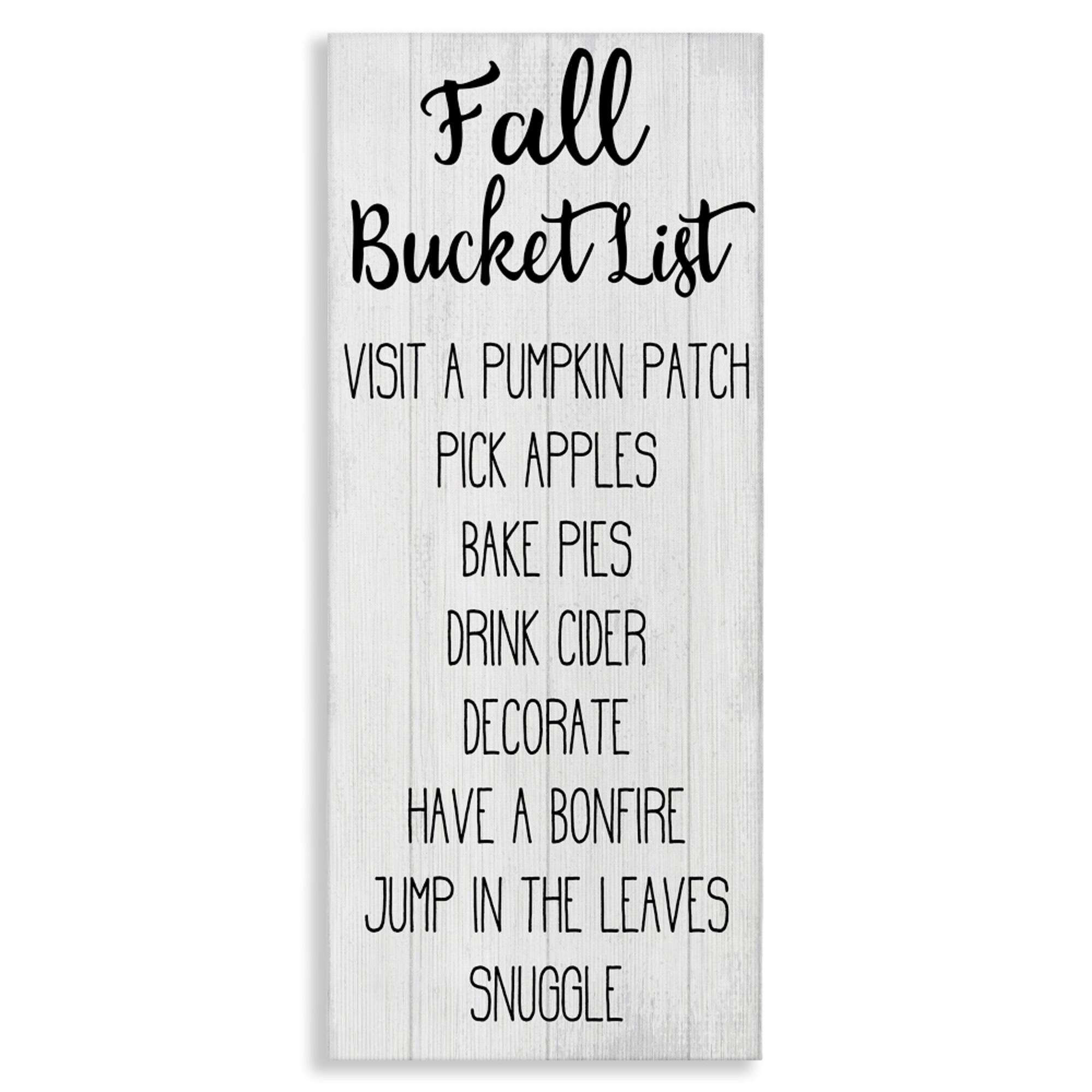 Stupell Industries Fall Bucket List Casual Sign Canvas Wall Art